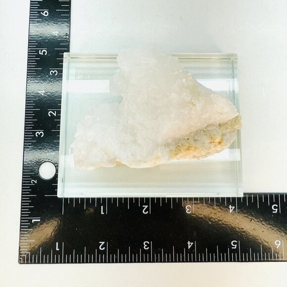 Natural Zeolite Quartz Crystal Geode On Glass Base Display 3.5"x2.5"X1.5" - Picture 12 of 16